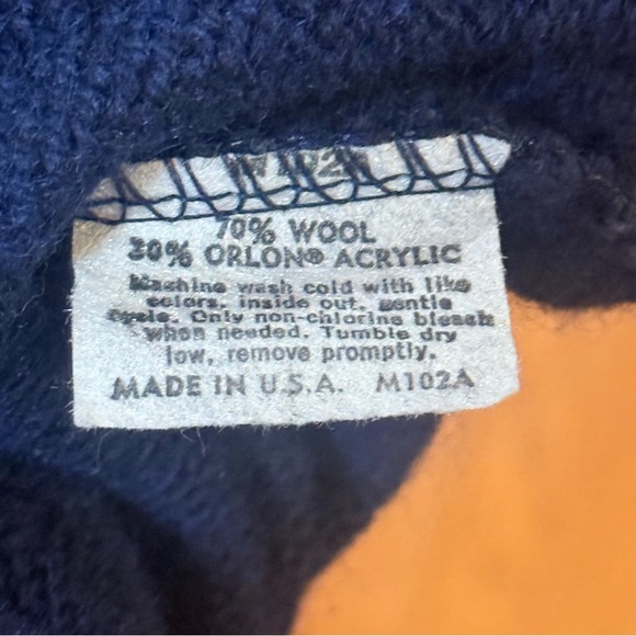 Vintage 80s Jantzen Wool Cardigan Sweater Men’s Large Navy Blue USA Rockabilly - Picture 5 of 8